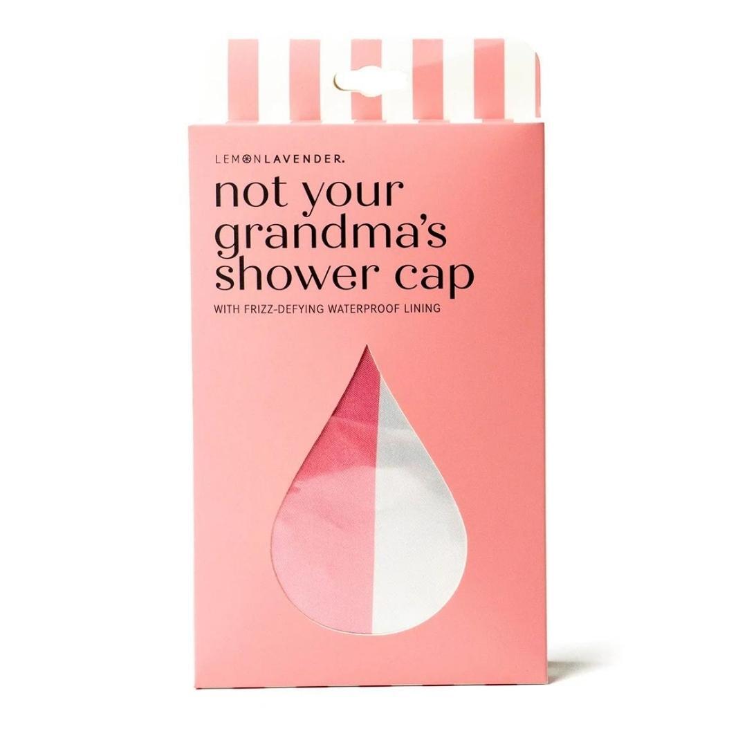 Lemon Lavender Not Your Grandmas Shower Cap - Pink Stripe