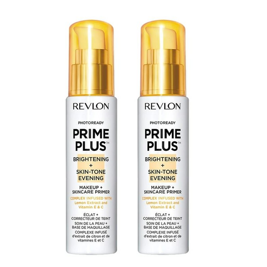 2 x Revlon PhotoReady Prime Plus Makeup and SkinCare Primers 30mL - Brightening and Skin Tone Evening