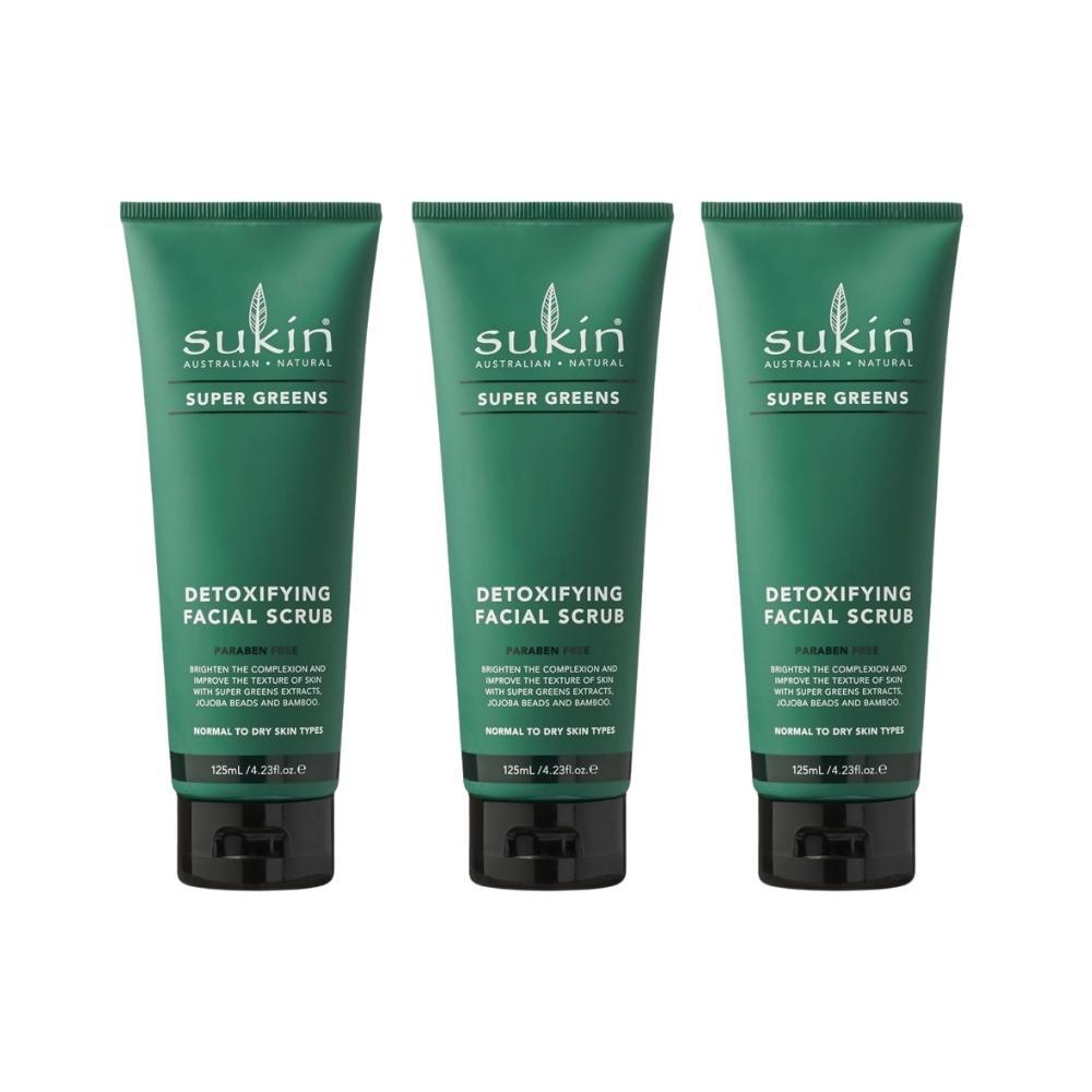 3 x Sukin Super Greens Detoxifying Facial Scrub 125mL