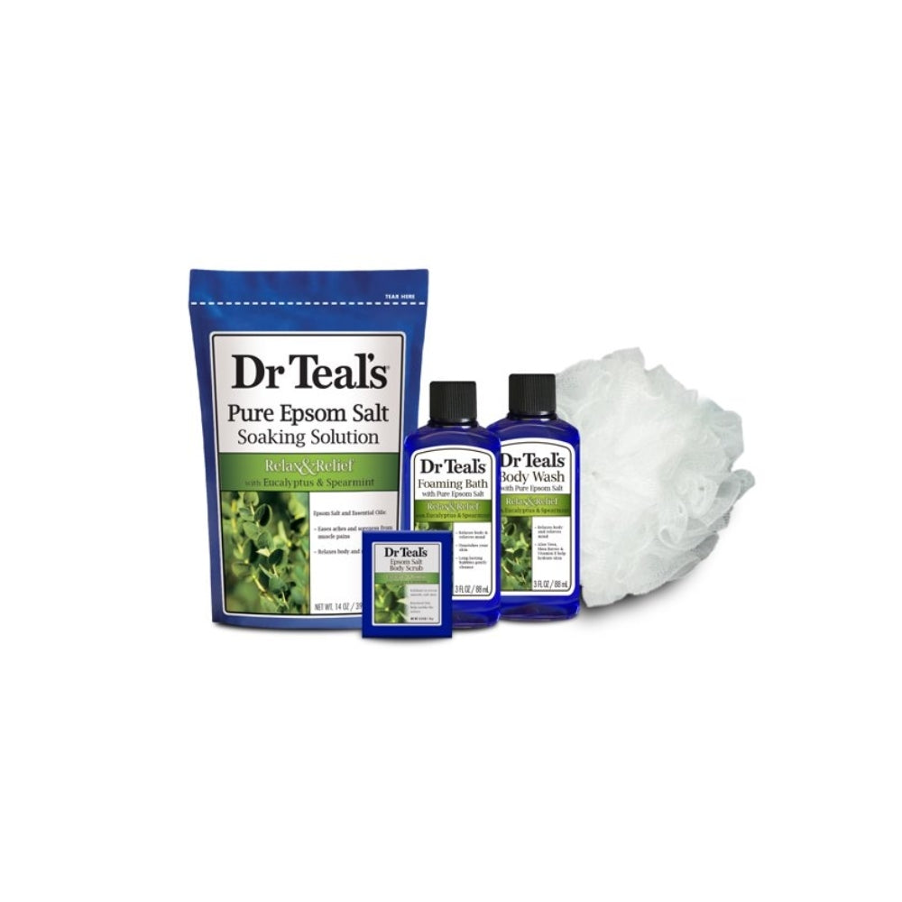 Dr Teal's Exfoliate & Renew with Eucalyptus & Spearmint Gift Set in Reusable Container