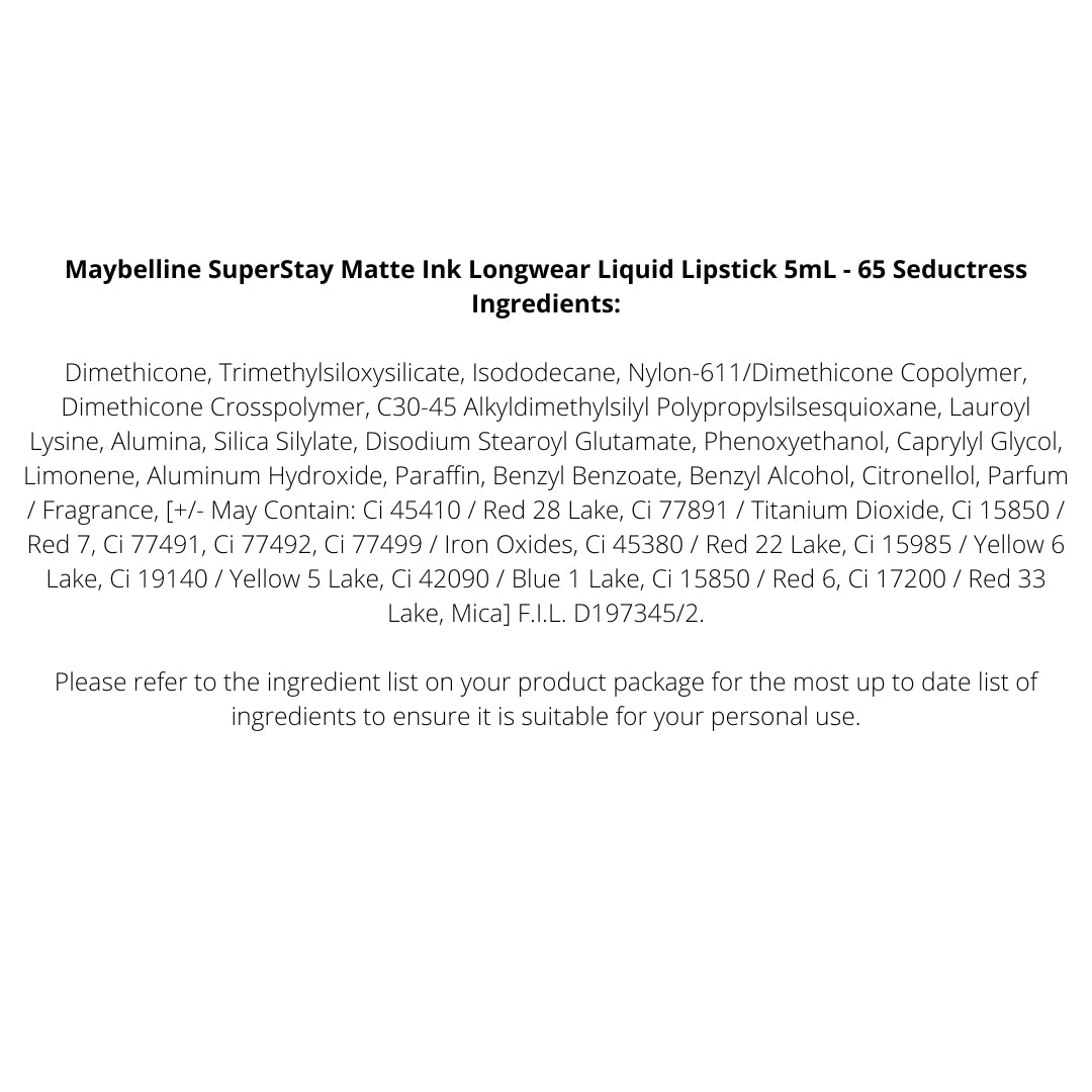 Maybelline SuperStay Matte Ink Longwear Liquid Lipstick 5mL - 65 Seductress