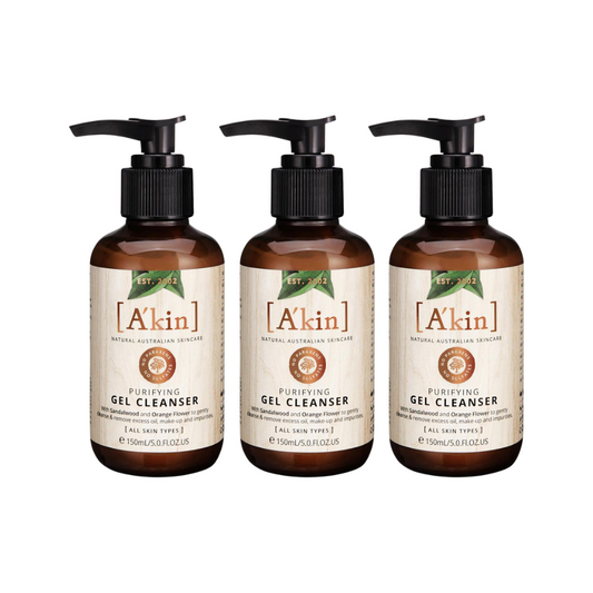 3 x A'kin Purifying Gel Cleanser With Sandalwood and Orange Flower 150mL