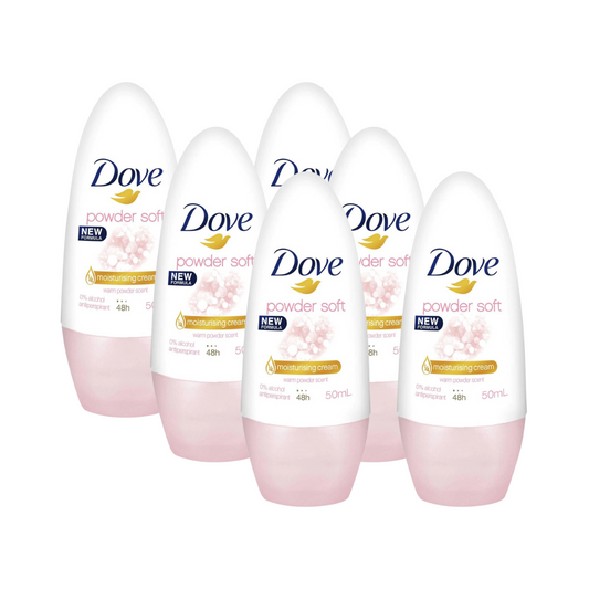 6 x Dove Powder Soft Deodorant Roll On 50mL