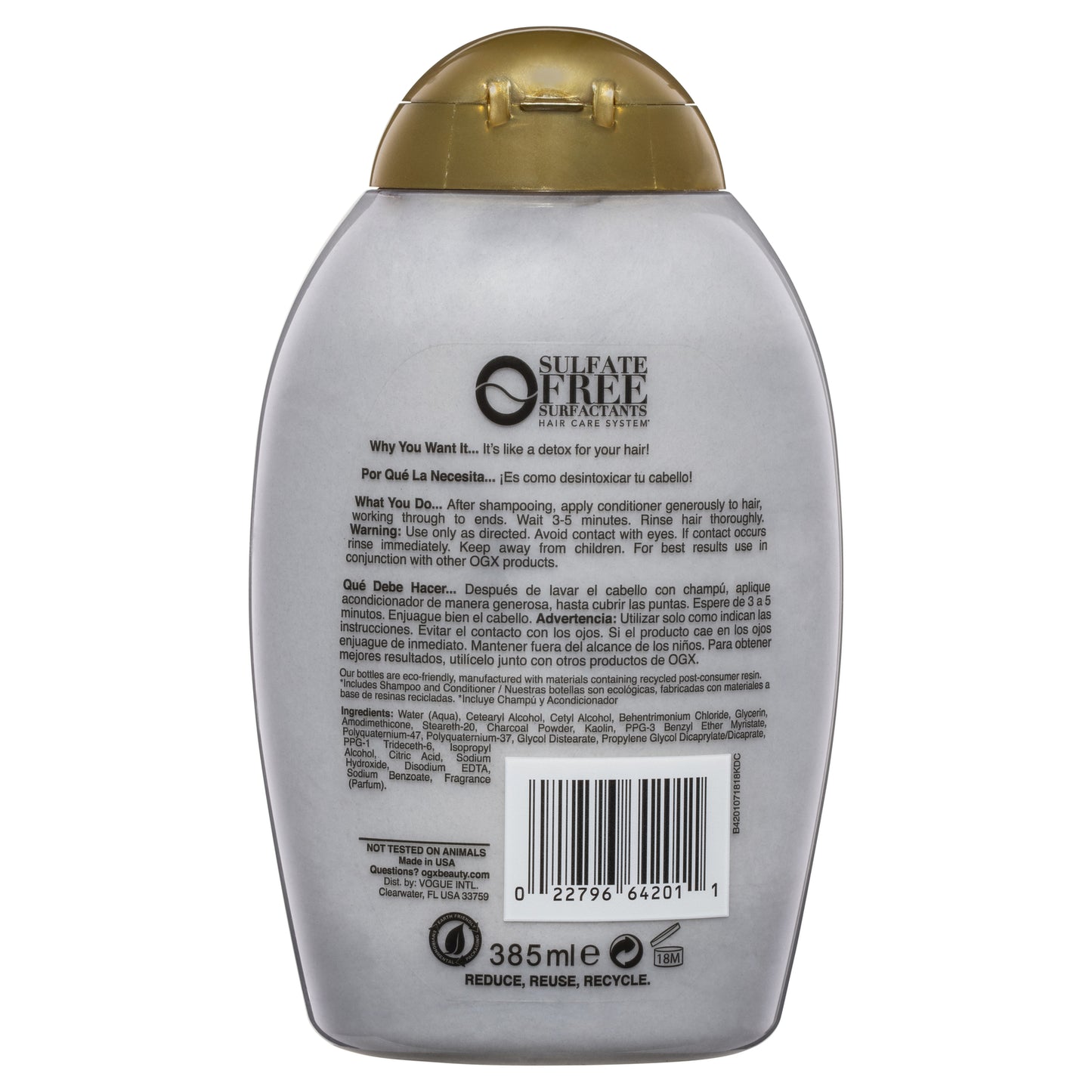 OGX Purifying + Charcoal Detox Conditioner 385mL