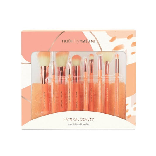 Nude by Nature Natural Beauty 10 Piece Brush Set - Peach