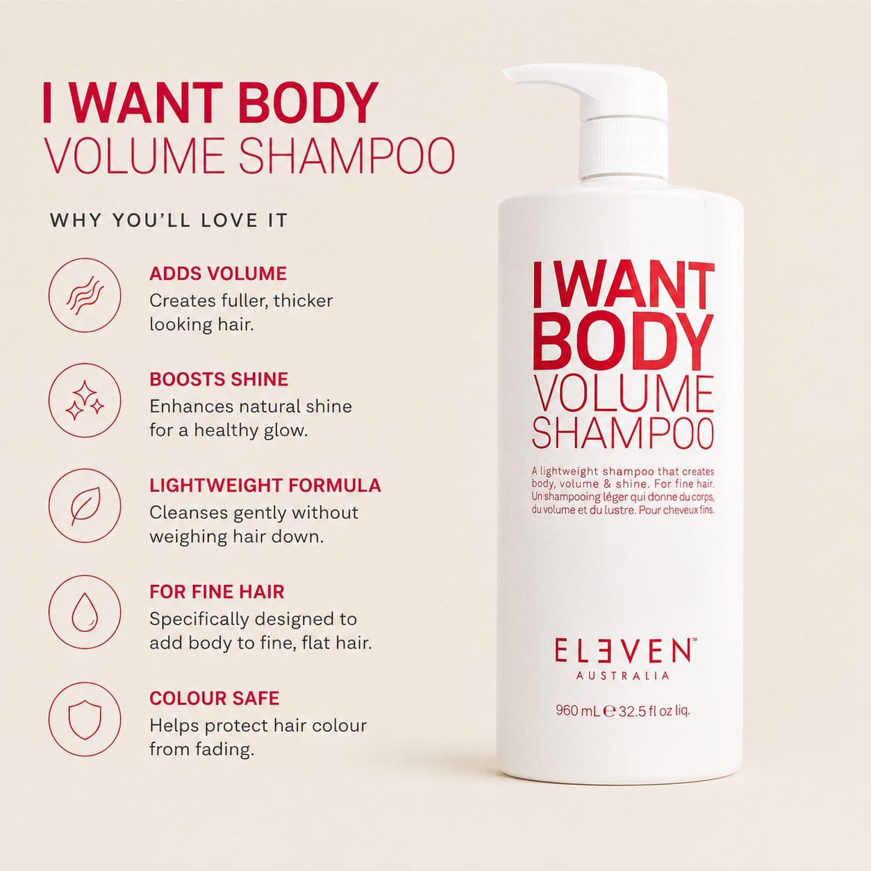 Eleven Australia I Want Body Volume Shampoo 960mL