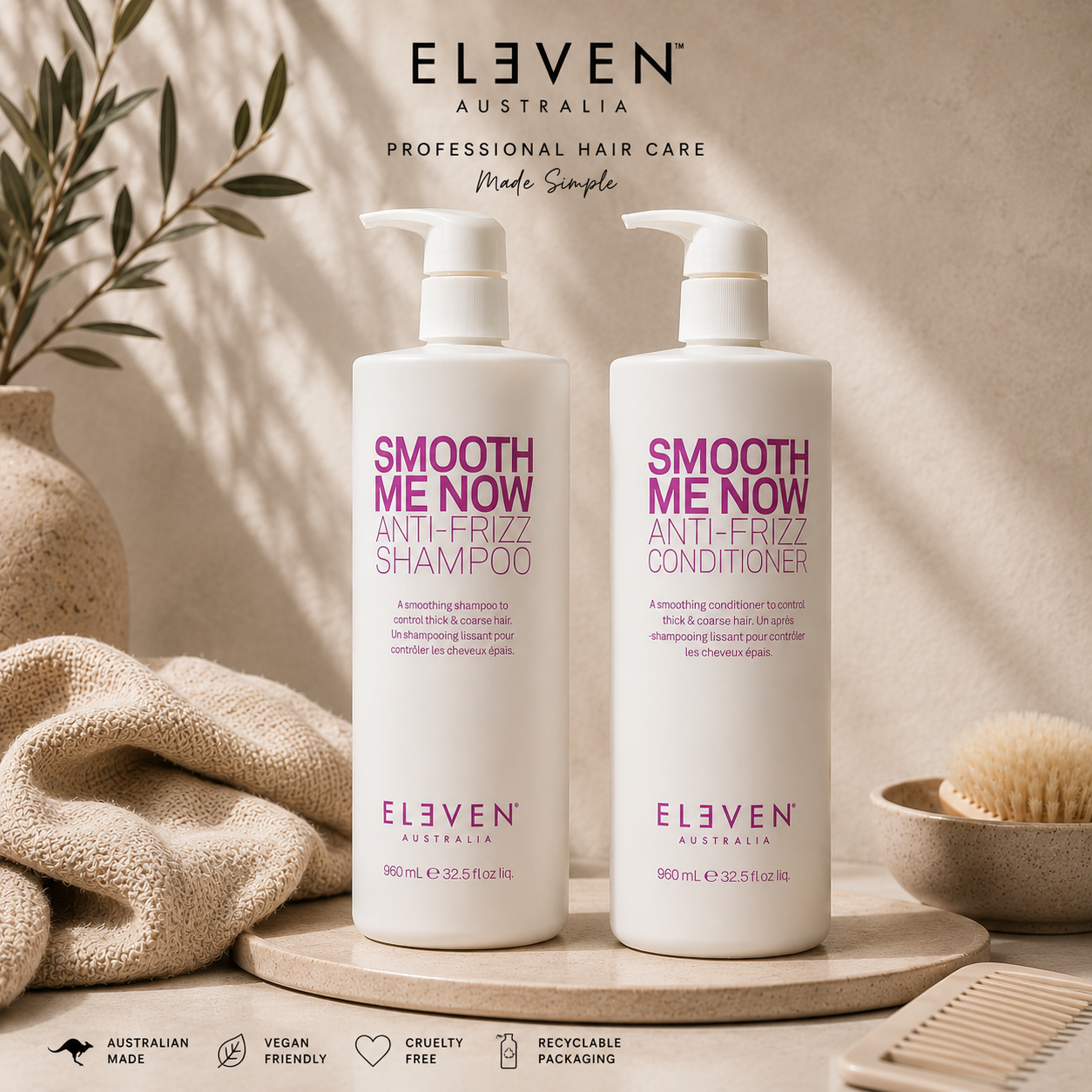 Eleven Australia Smooth Me Now Anti-Frizz Conditioner 960mL