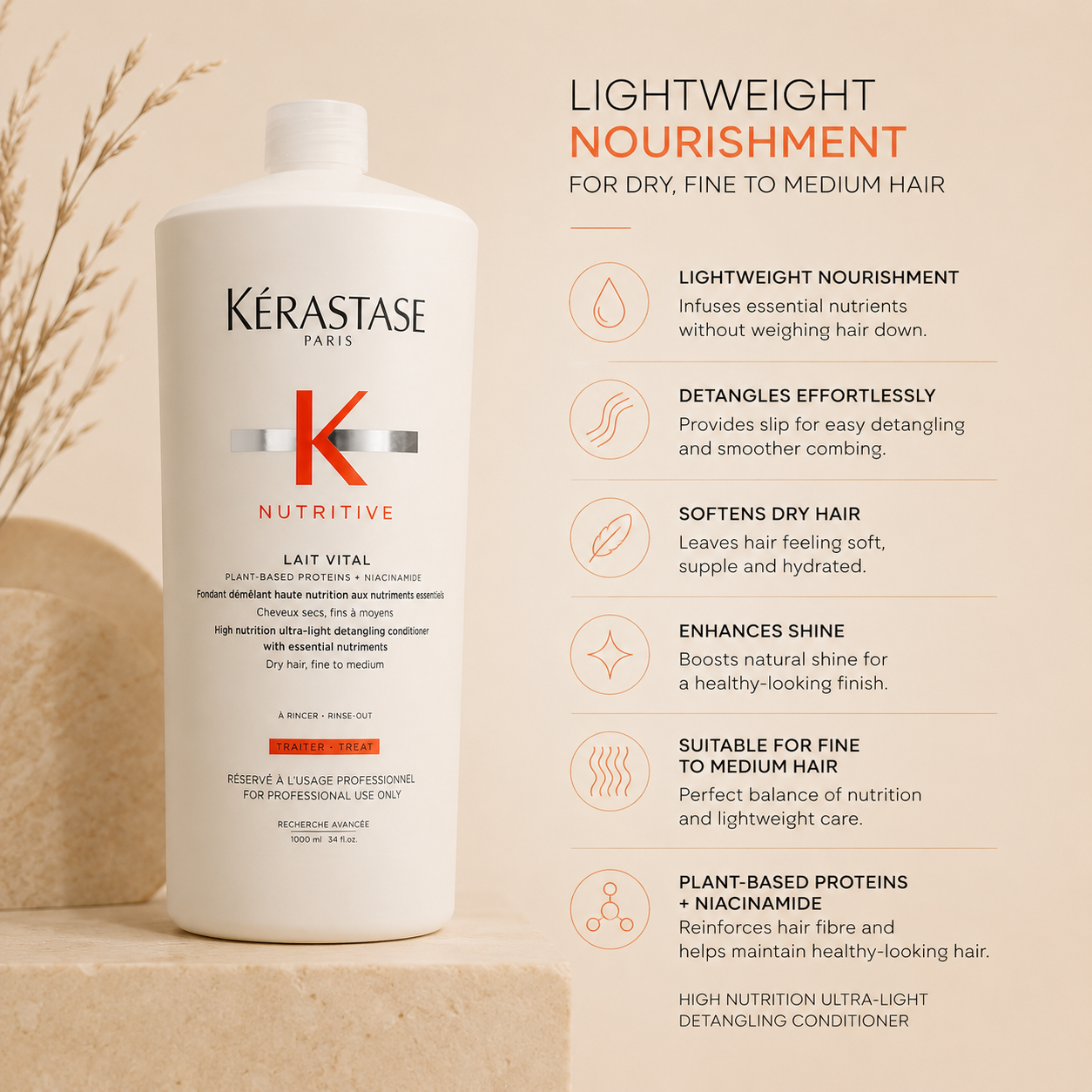 Kerastase Nutritive Lait Vital Conditioner Treatment 1 Litre/1000mL
