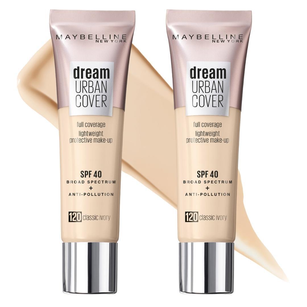 2 x Maybelline Dream Urban Cover Full Coverage SPF40 30mL - 120 Classic Ivory