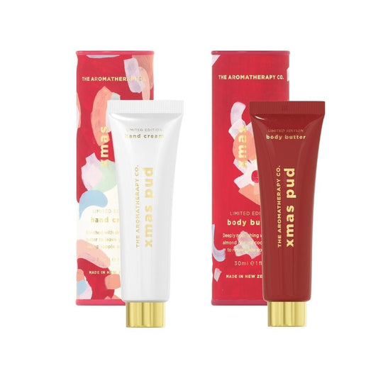 The Aromatherapy Co. Festive Favours Xmas Pud Hand Cream 30mL & Body Butter 30mL Set