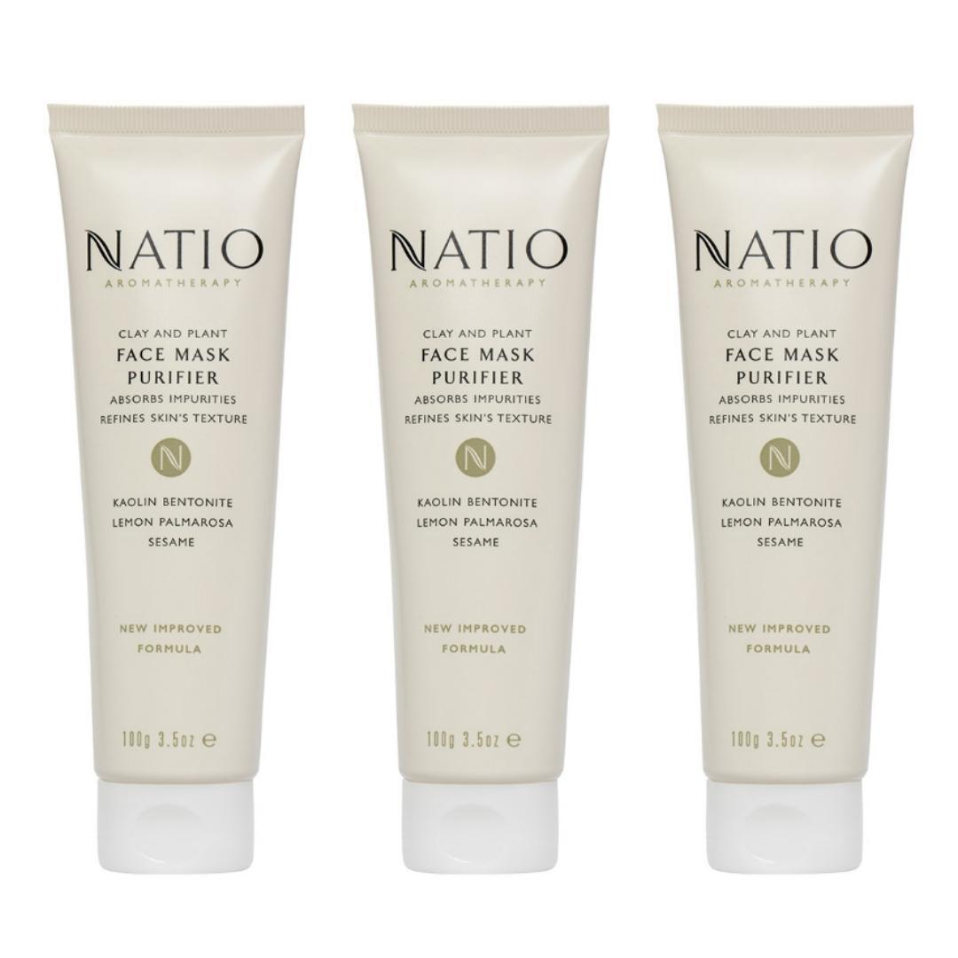 3 x Natio Aromatherapy Clay And Plant Face Mask Purifier 100g