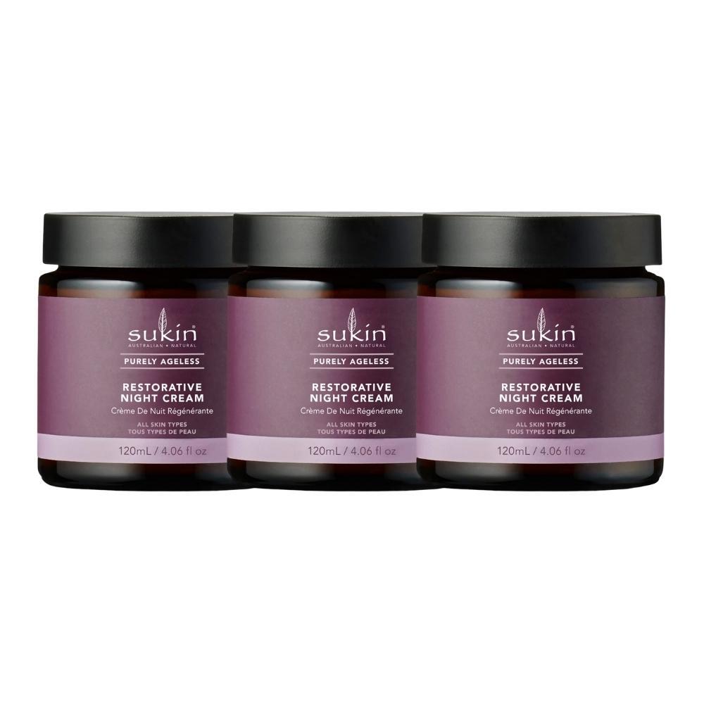 3 x Sukin Purely Ageless Restorative Night Cream 120mL