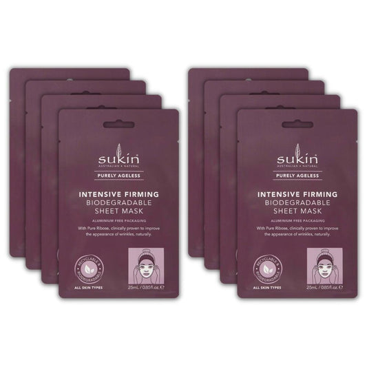 8 x Sukin Purely Ageless Intensive Firming Biodegradable Sheet Face Mask 25mL
