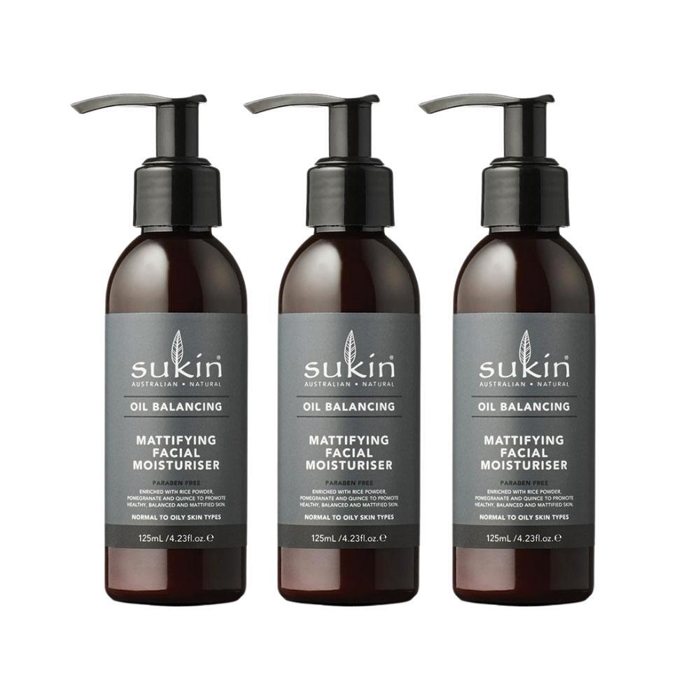 3 x Sukin Oil Balancing Mattifying Facial Moisturiser 125mL