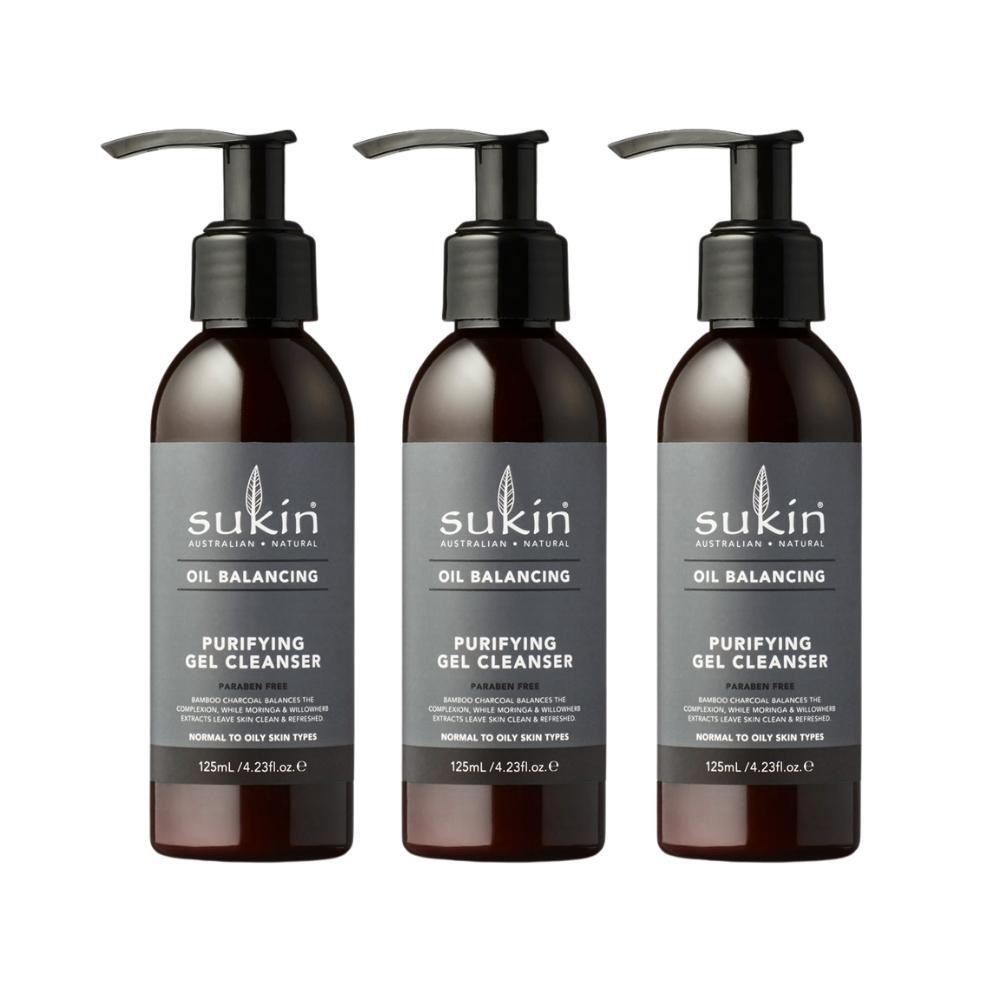 3 x Sukin Oil Balancing Purifying Gel Cleanser 125mL