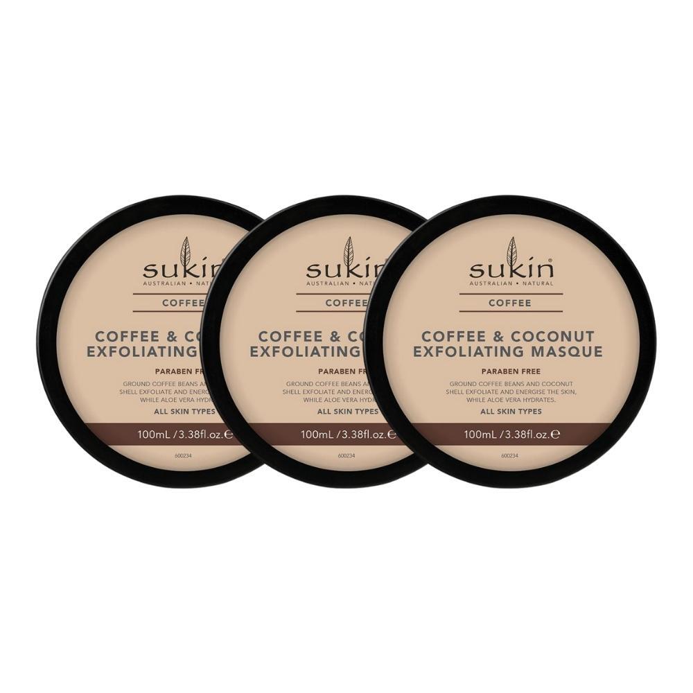 3 x Sukin Natural Coffee & Coconut Exfoliating Masque 100mL