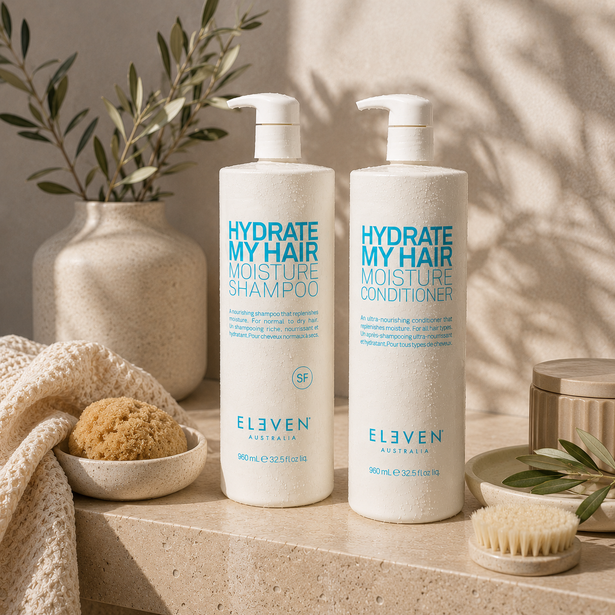 Eleven Australia Hydrate My Hair Moisture Shampoo & Conditioner 960mL Duo