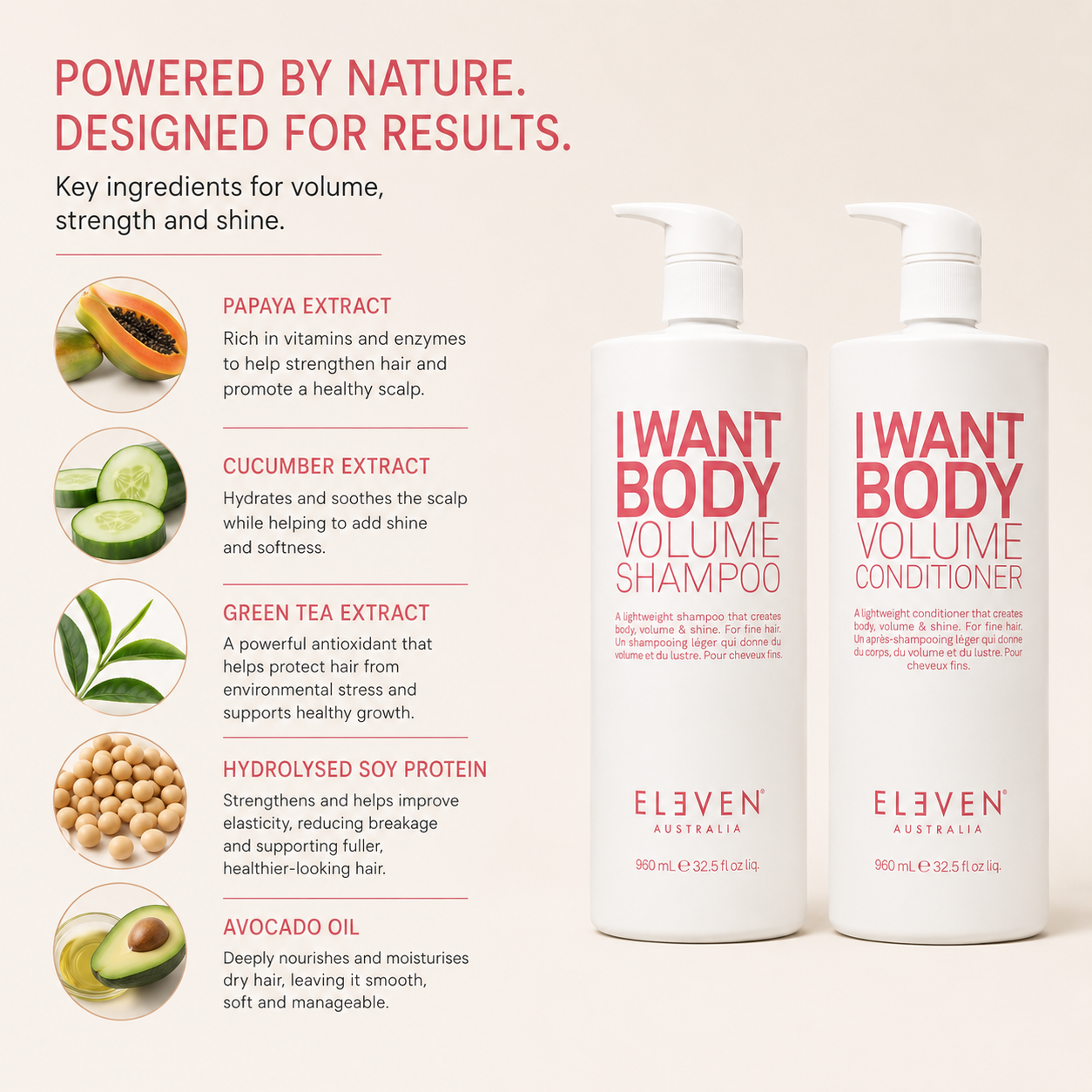 Eleven Australia I Want Body Volume Shampoo & Conditioner 960mL Duo