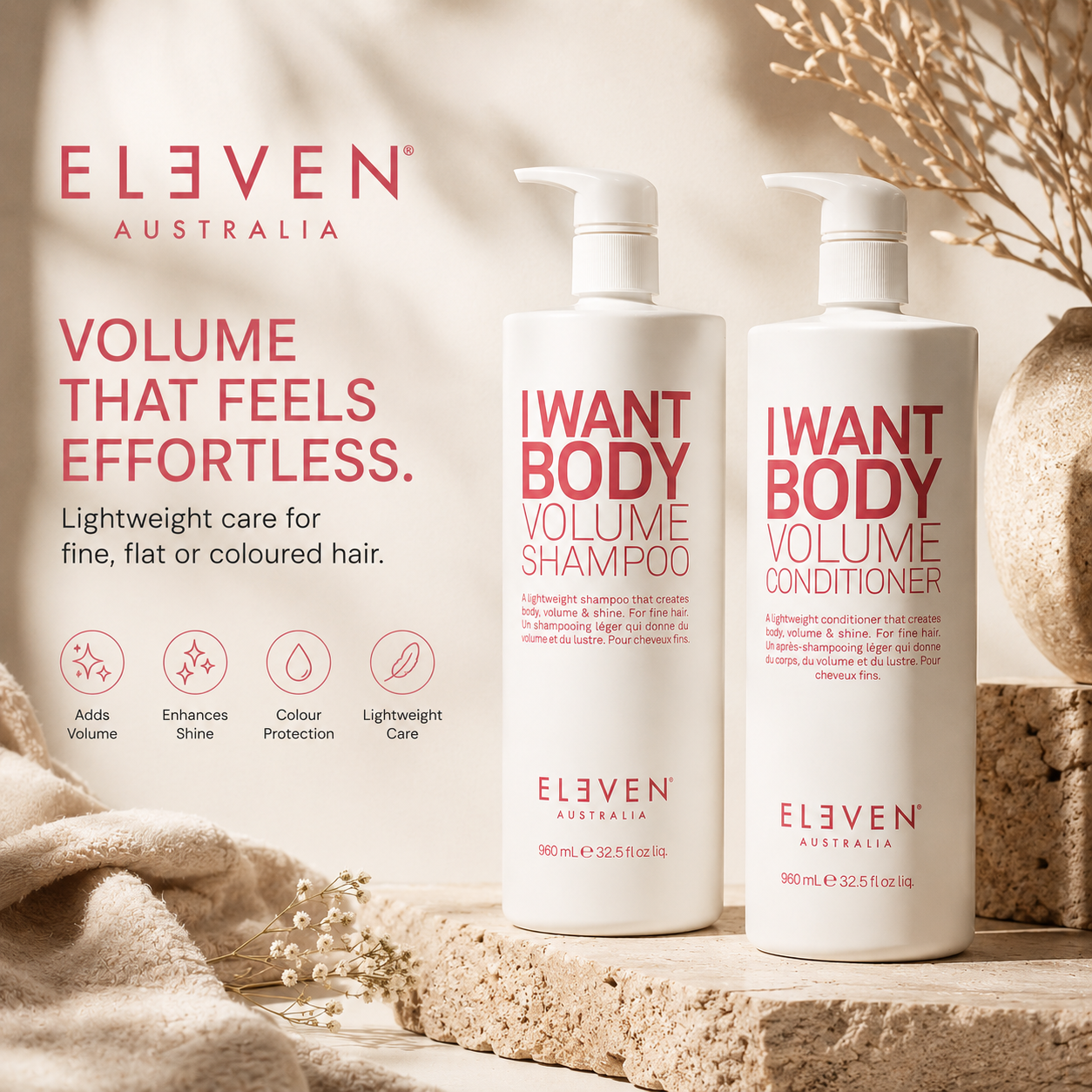 Eleven Australia I Want Body Volume Shampoo & Conditioner 960mL Duo