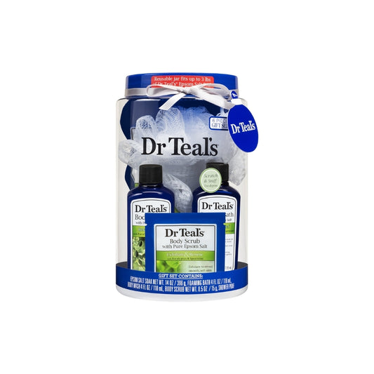 Dr Teal's Exfoliate & Renew with Eucalyptus & Spearmint Gift Set in Reusable Container