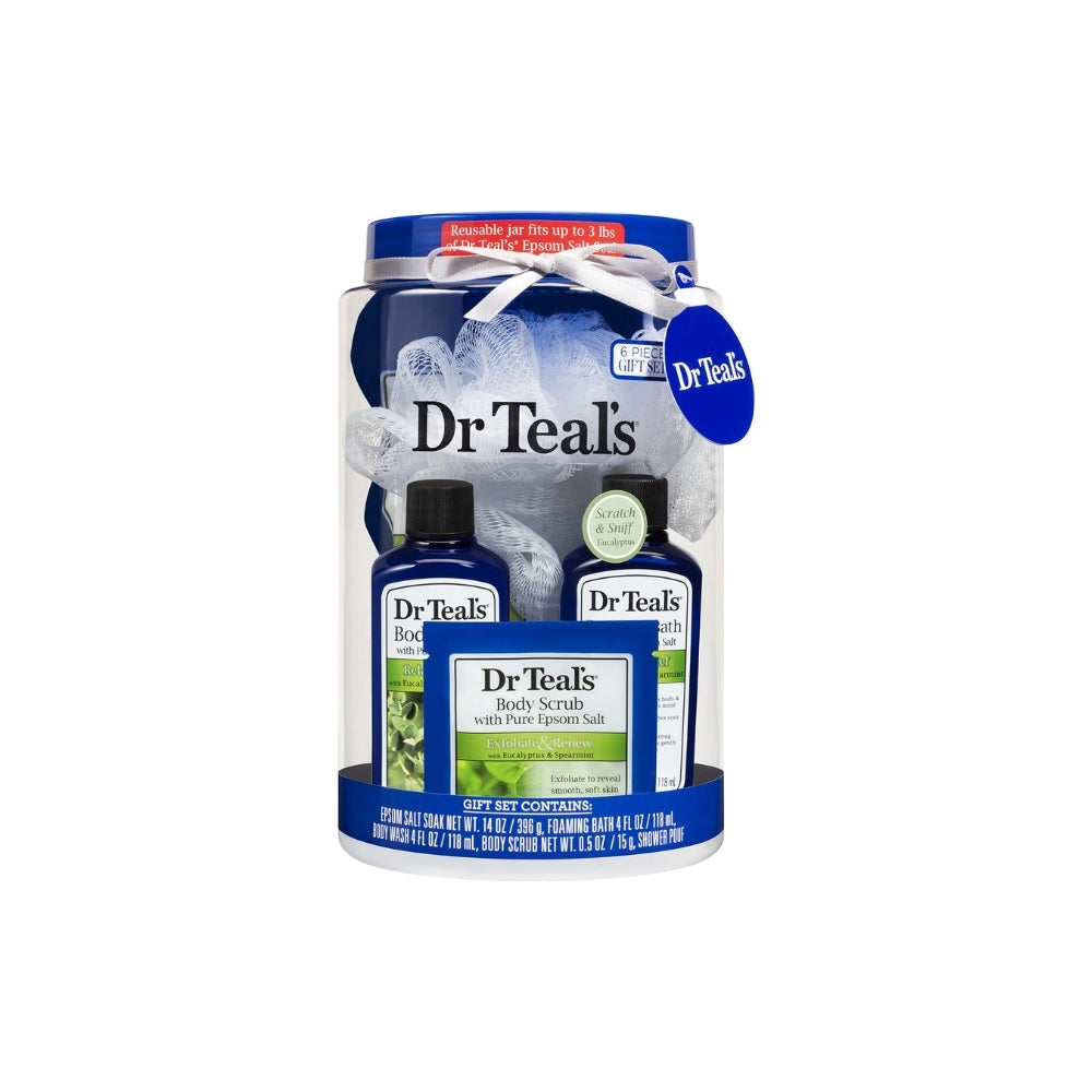 Dr Teal's Exfoliate & Renew with Eucalyptus & Spearmint Gift Set in Reusable Container