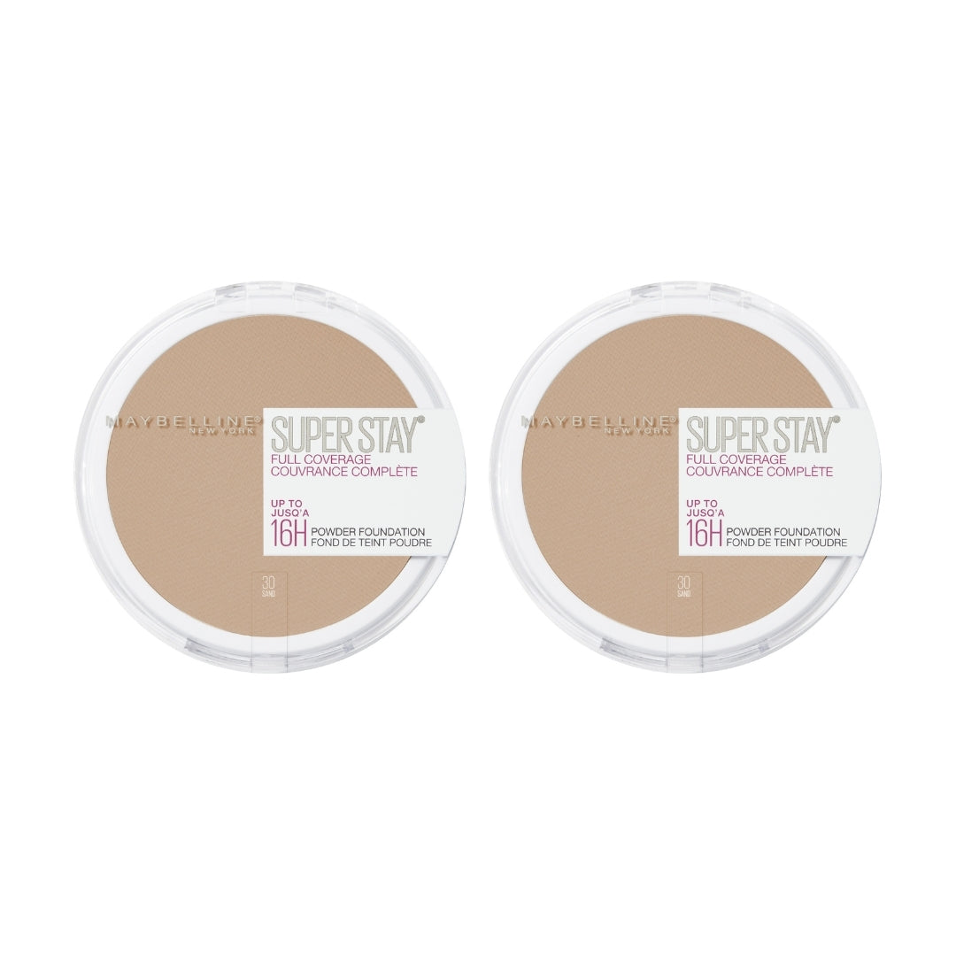 2 x Maybelline SuperStay 16HR Full Coverage Powder Foundation 9g - 30 Sand