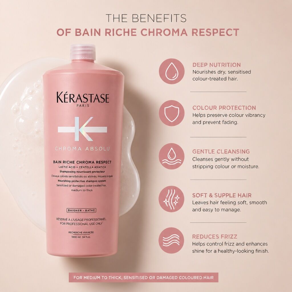Kerastase Chroma Absolu Bain Riche Chroma Respect Shampoo 1 Litre/1000mL
