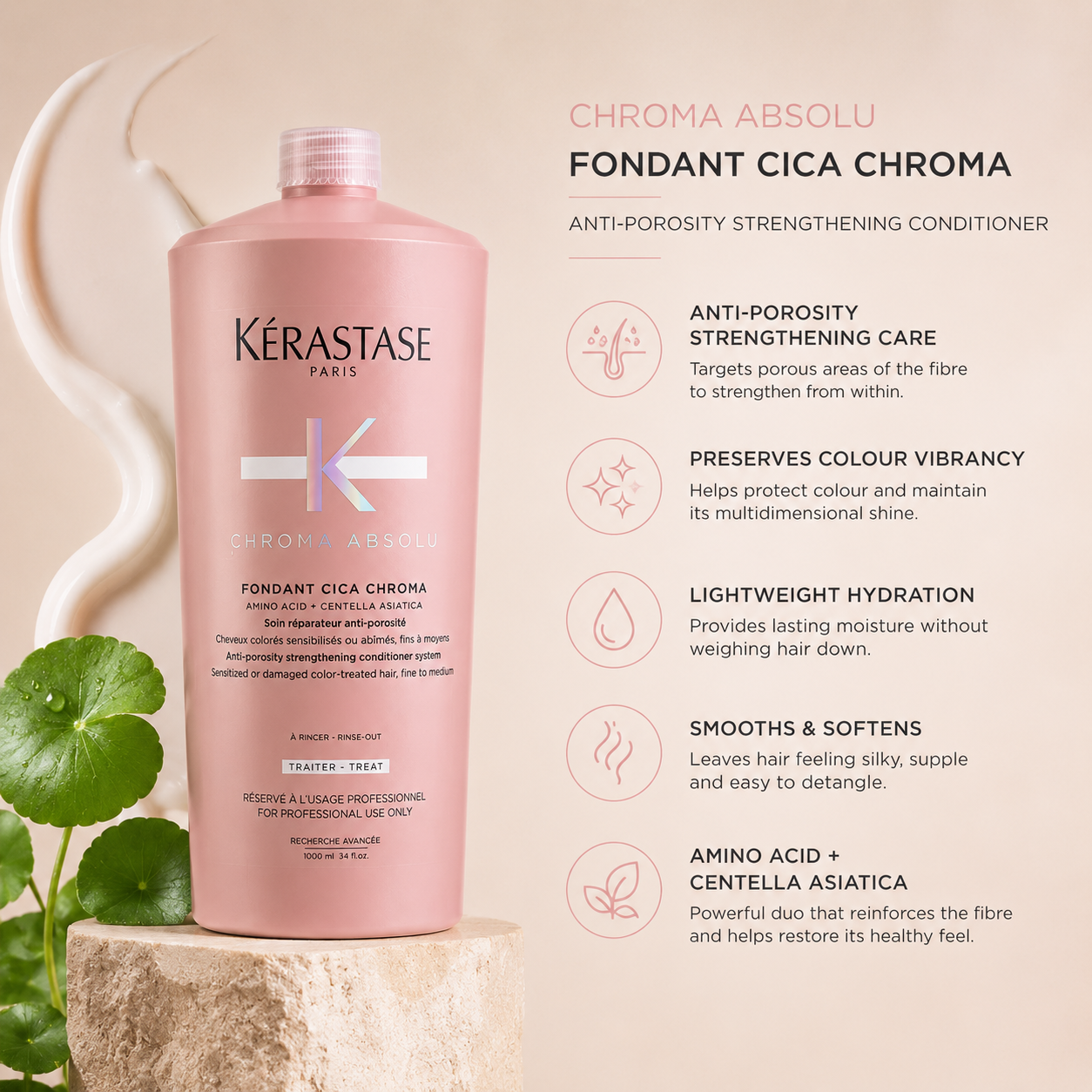 Kerastase Chroma Absolu Fondant Cica Chroma Conditioner Treatment 1 Litre/1000mL