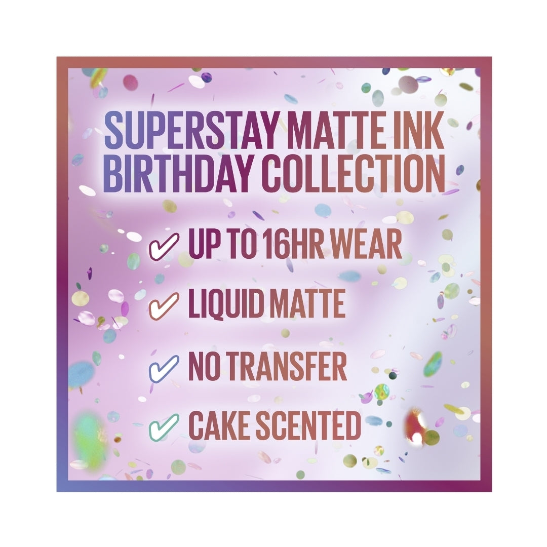 Maybelline SuperStay Matte Ink Longwear Birthday Edition Liquid Lipstick 5mL - 410 Party Goer