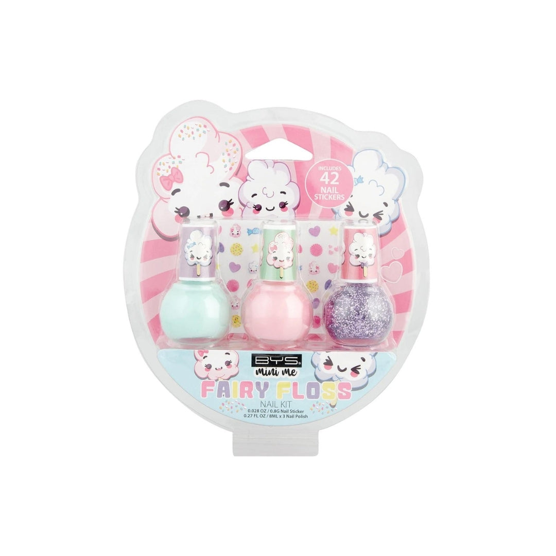 BYS Mini Me Fairy Floss 3 Nail Polishes & 42 Stickers Set