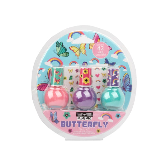 BYS Mini Me Butterfly 3 Nail Polishes & 42 Stickers Set