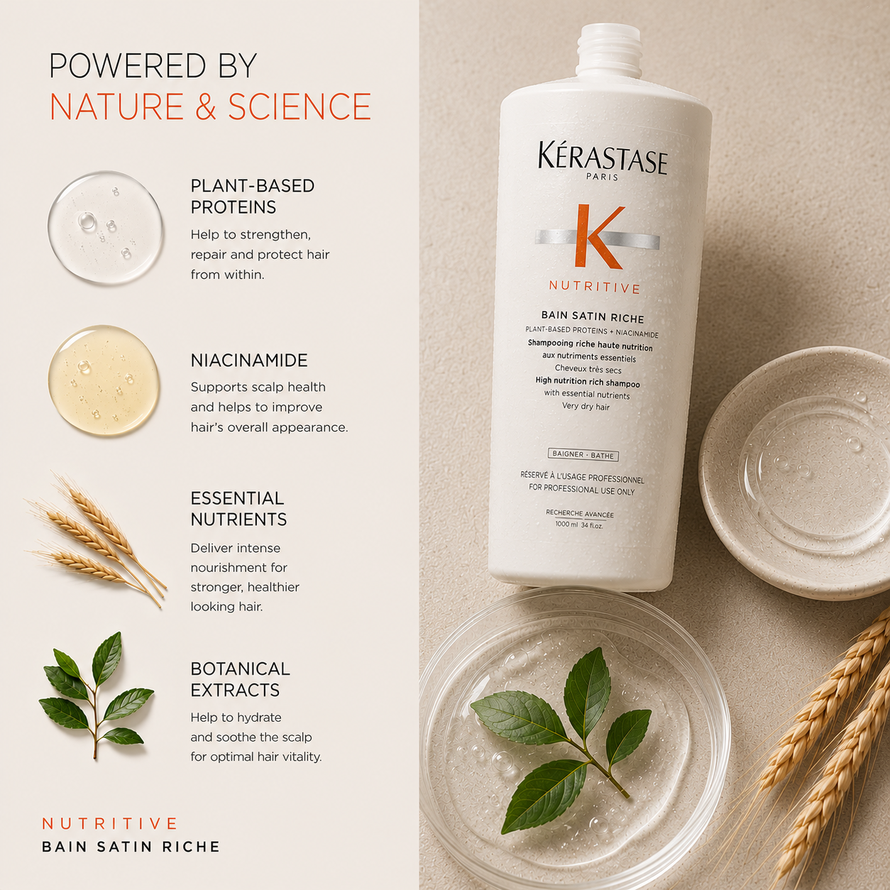 Kerastase Nutritive Bain Satin Riche Shampoo 1 Litre/1000mL