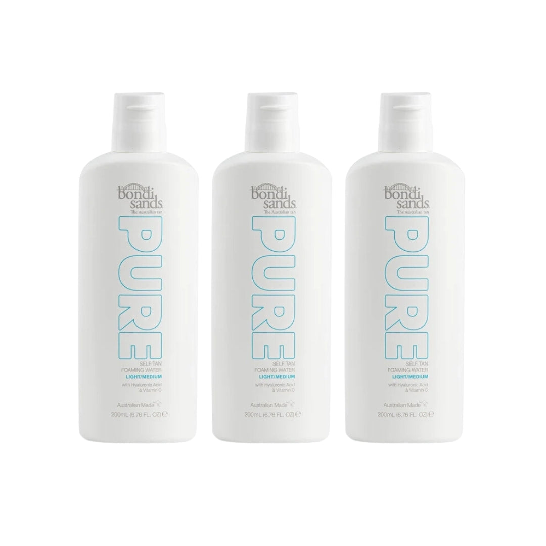 3 x Bondi Sands Pure Self Tan Foaming Water 200mL - Light/Medium