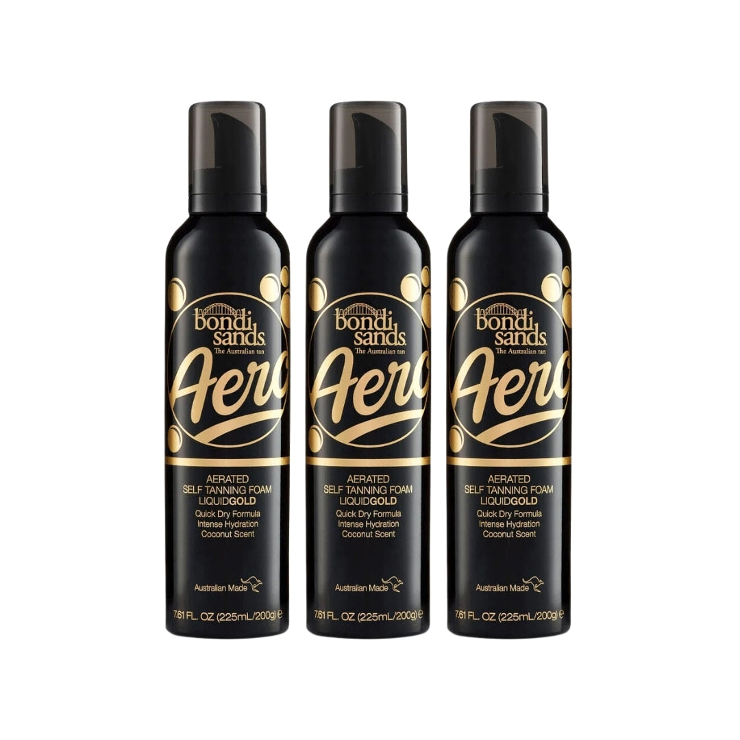 3 x Bondi Sands Aero Self Tanning Foam Liquid Gold 225mL/200g