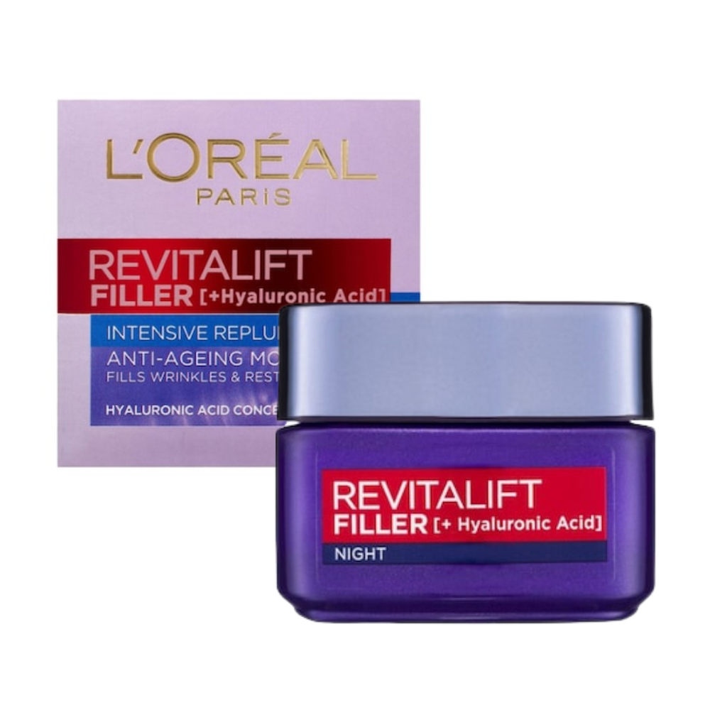 L'Oreal Paris Revitalift Filler +Hyaluronic Acid Deep Replumping Anti-Ageing Night Moisturiser 50mL