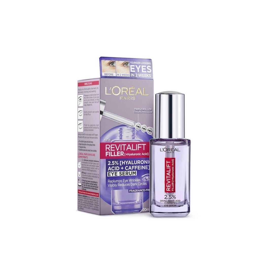 L'Oreal Paris Revitalift Filler 2.5% Hyaluronic Acid + Caffeine Eye Serum 20mL