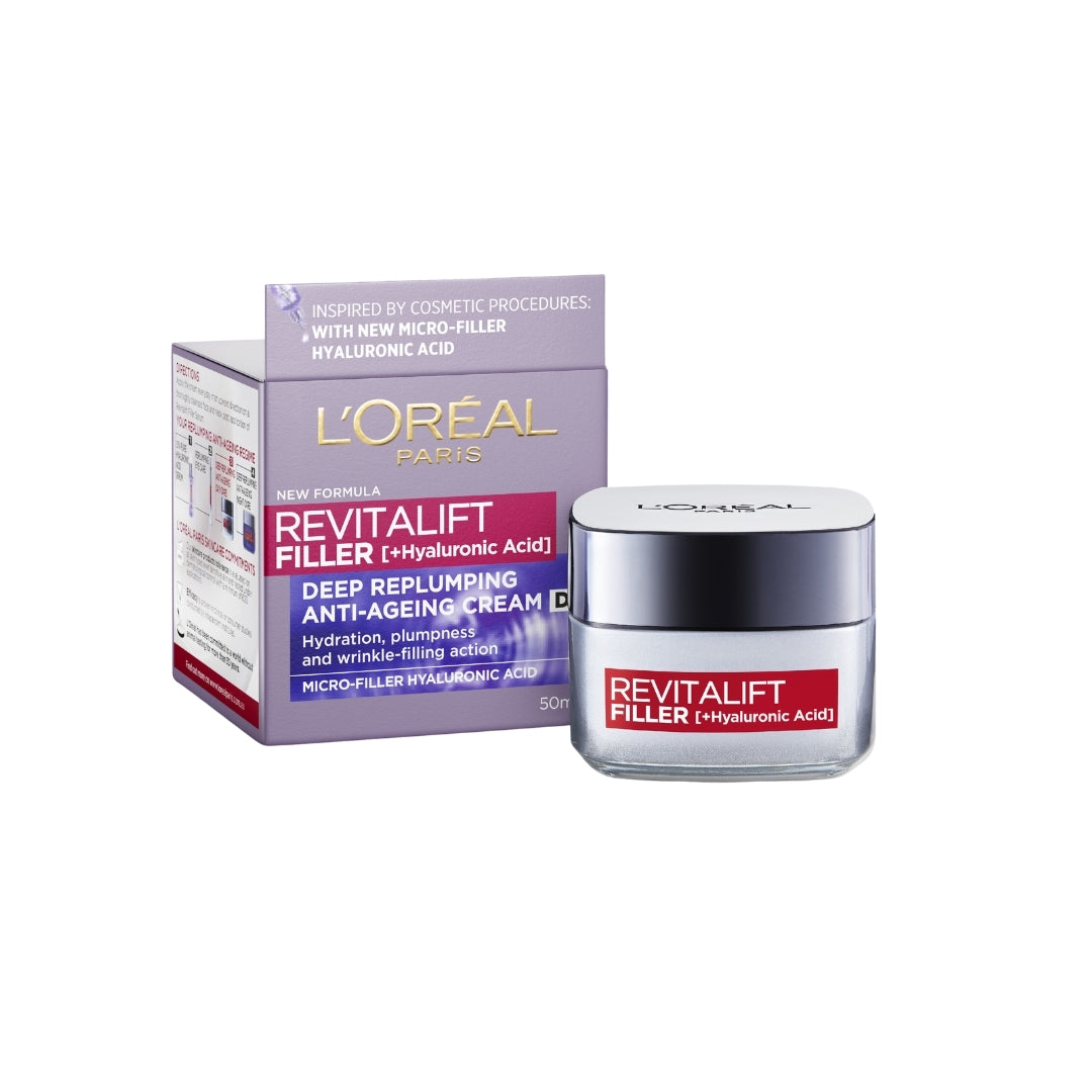 L'Oreal Paris Revitalift Filler +Hyaluronic Acid Anti-Ageing Replumping Day Cream 50mL