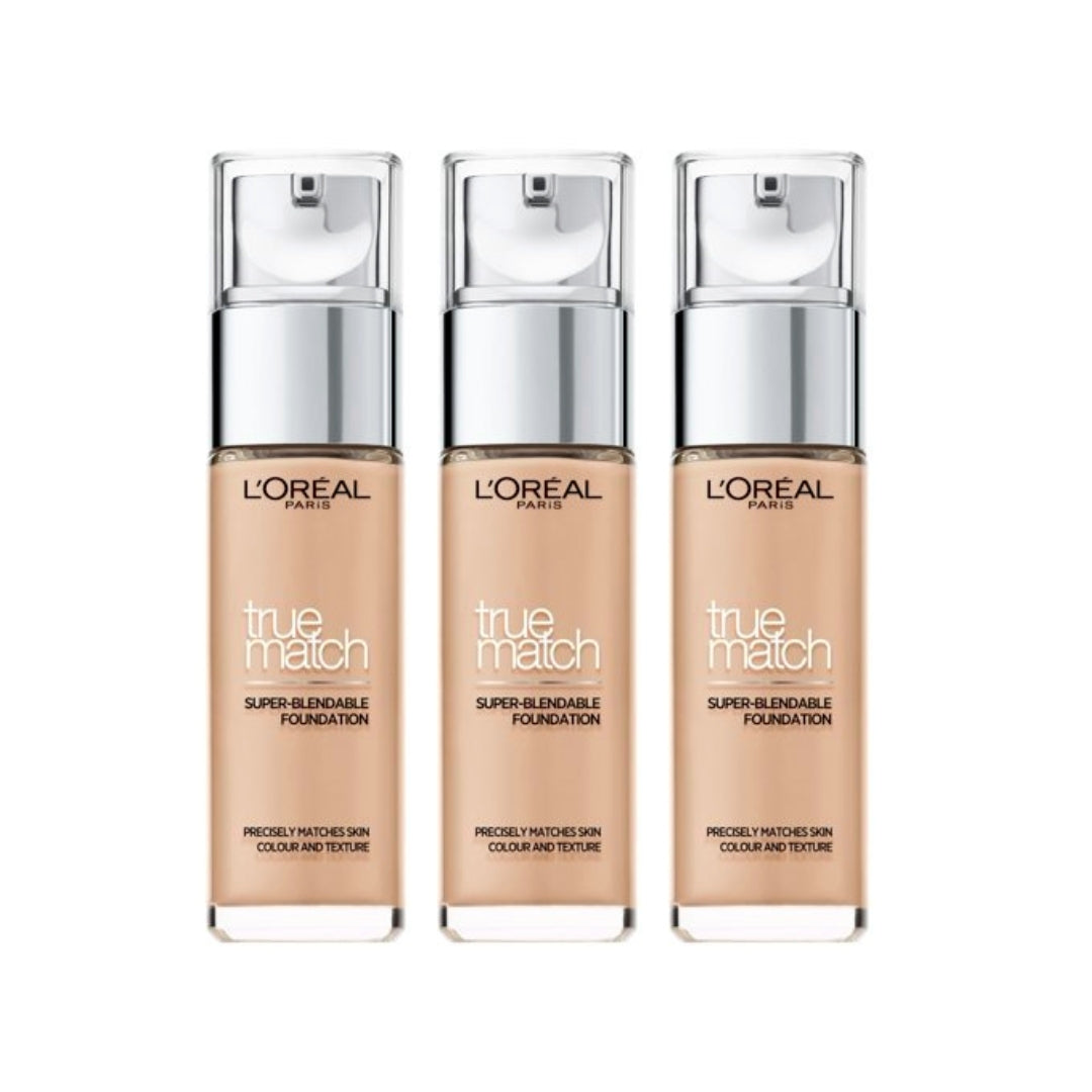 3 x L'Oreal Paris True Match Super Blendable Liquid Foundation 30mL - 2.R/2.C Rose Vanilla