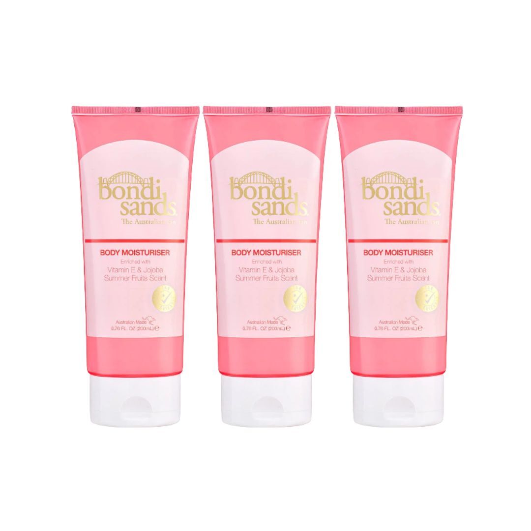 3 x Bondi Sands Body Moisturiser Summer Fruits With Vitamin E & Jojoba 200mL