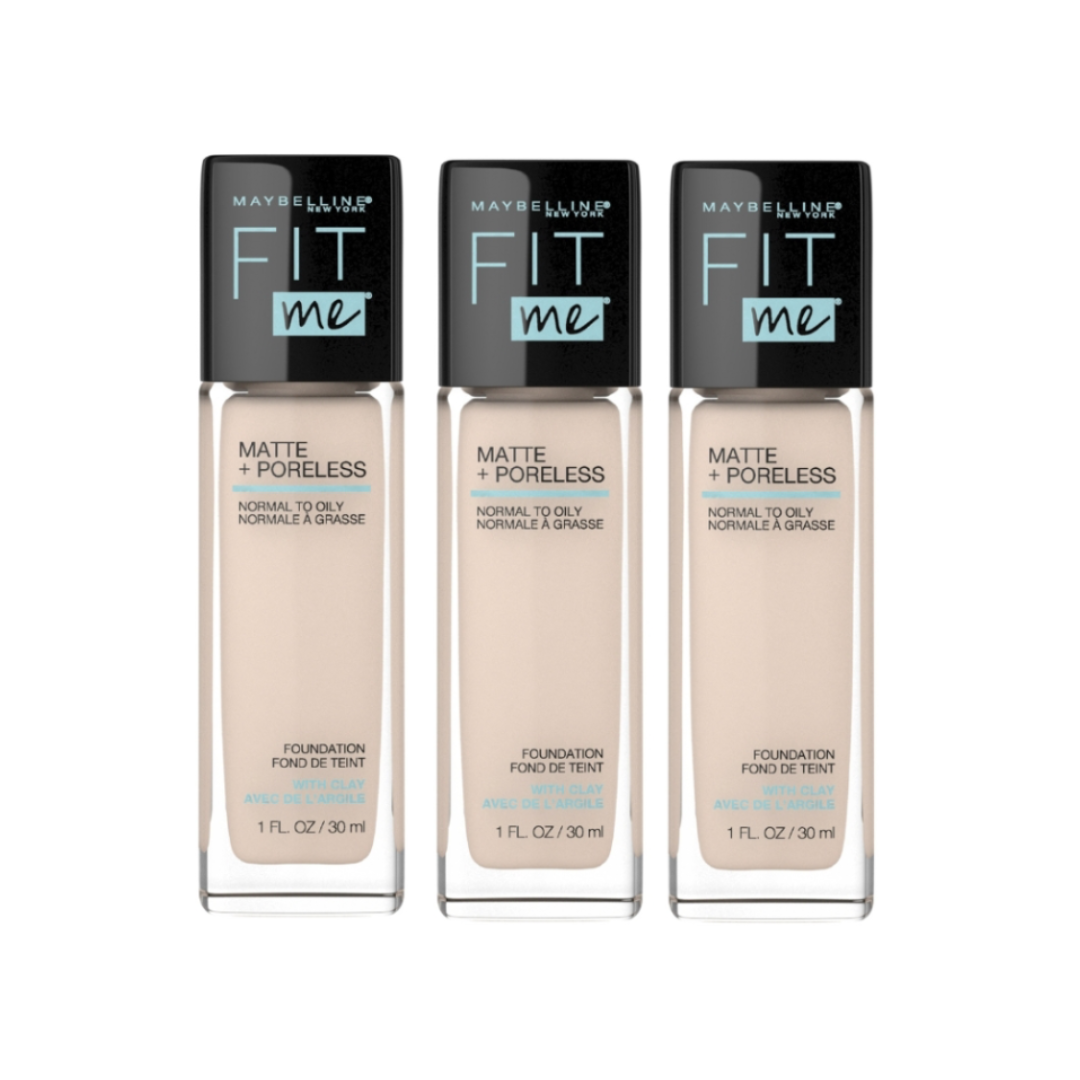 3 x Maybelline Fit Me Matte & Poreless Mattifying Liquid Foundation 30mL - 112 Natural Ivory