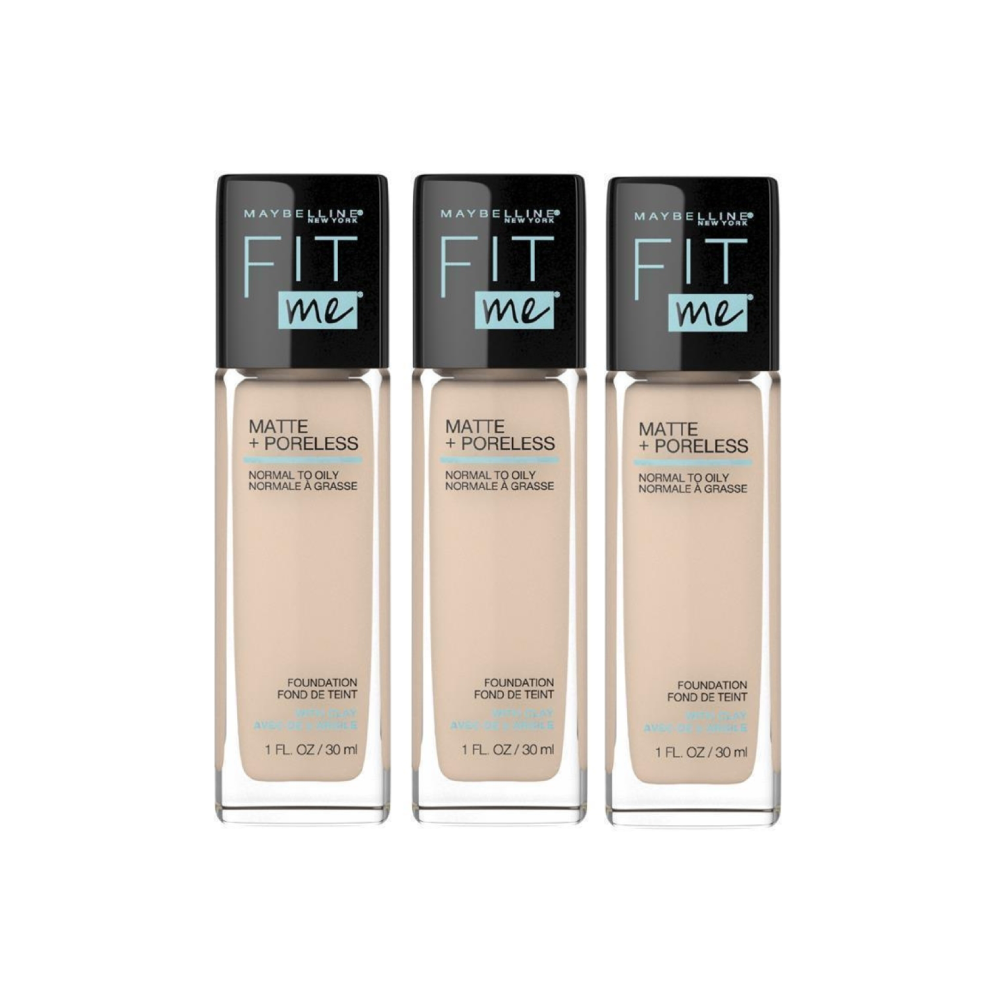 3 x Maybelline Fit Me Matte & Poreless Mattifying Liquid Foundation 30mL - 120 Classic Ivory