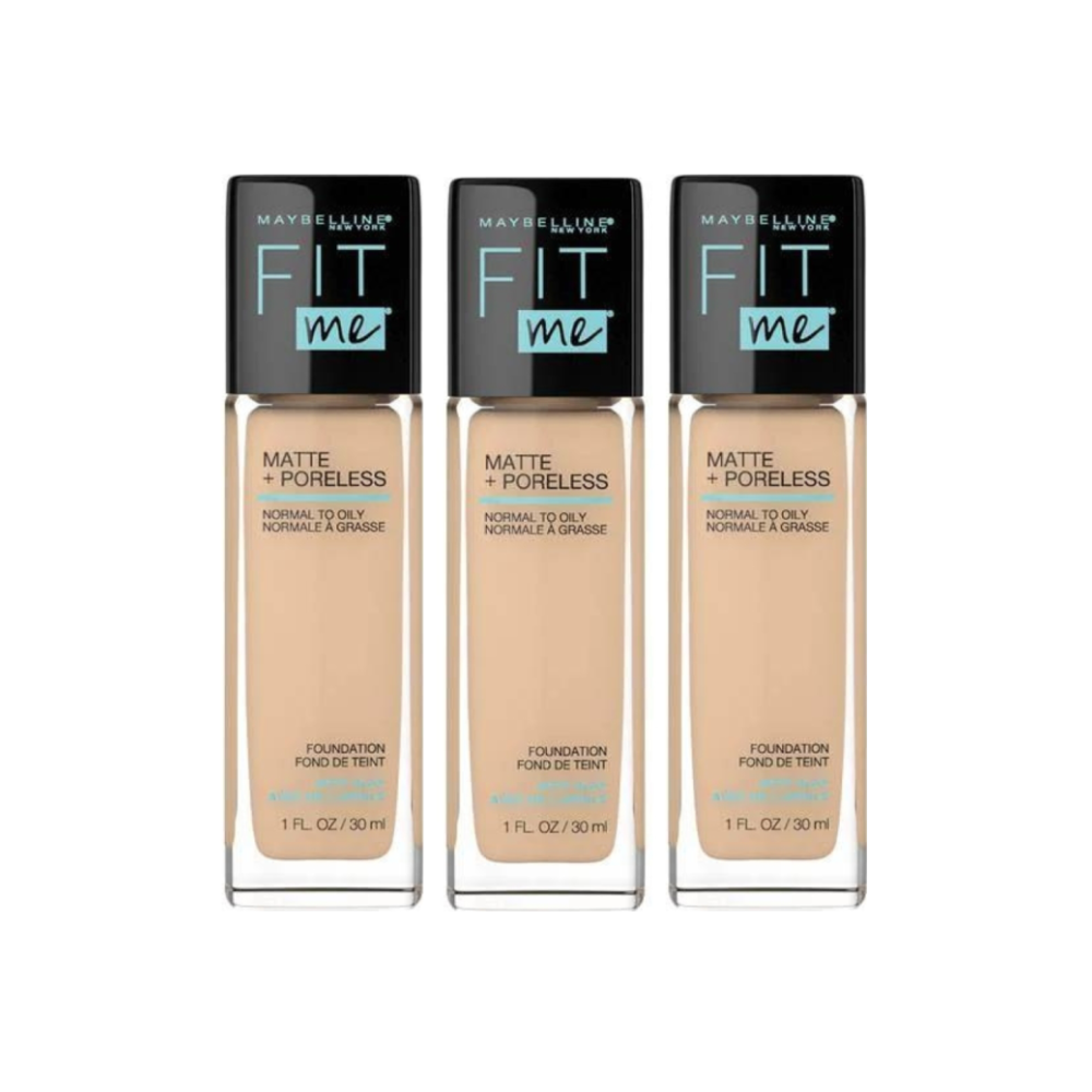 3 x Maybelline Fit Me Matte & Poreless Mattifying Liquid Foundation 30mL - 220 Natural Beige