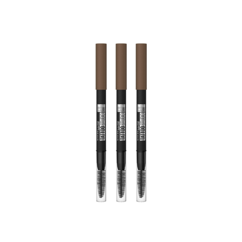 3 x Maybelline Tattoo Studio 36HR Pigment Eyebrow Pencil 0.73g - 255 Soft Brown