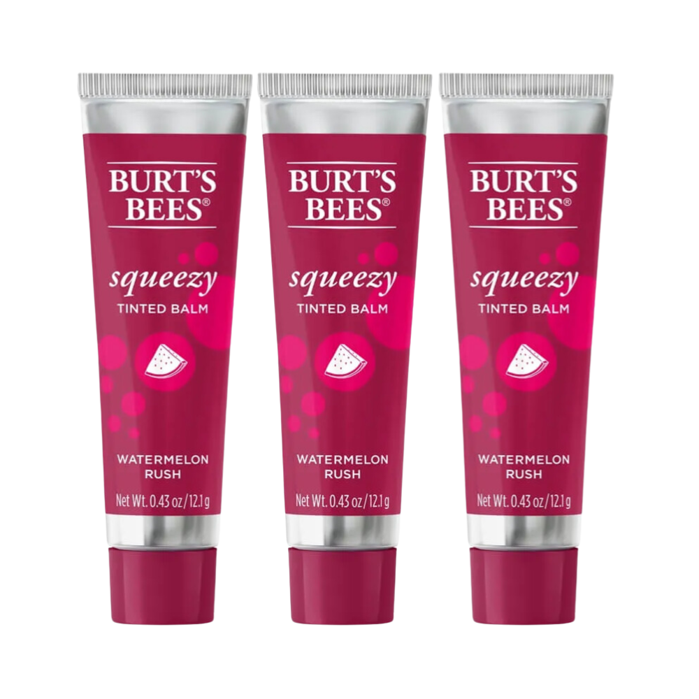 3 x Burt's Bees Squeezy Tinted Lip Balm 12.1g - Watermelon Rush