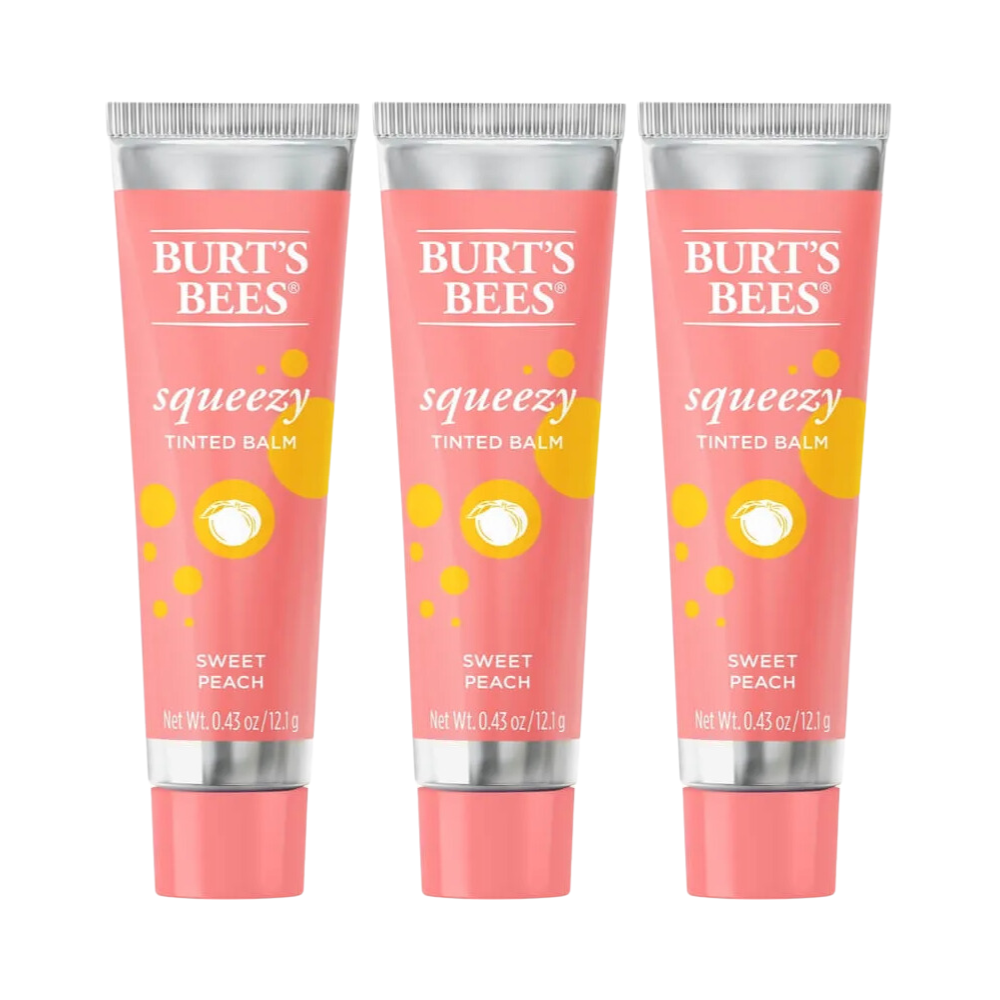 3 x Burt's Bees Squeezy Tinted Lip Balm 12.1g - Sweet Peach