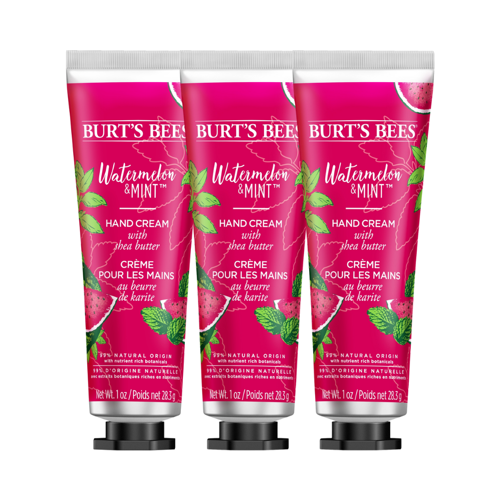 3 x Burt's Bees Watermelon & Mint Hand Cream 28.3g