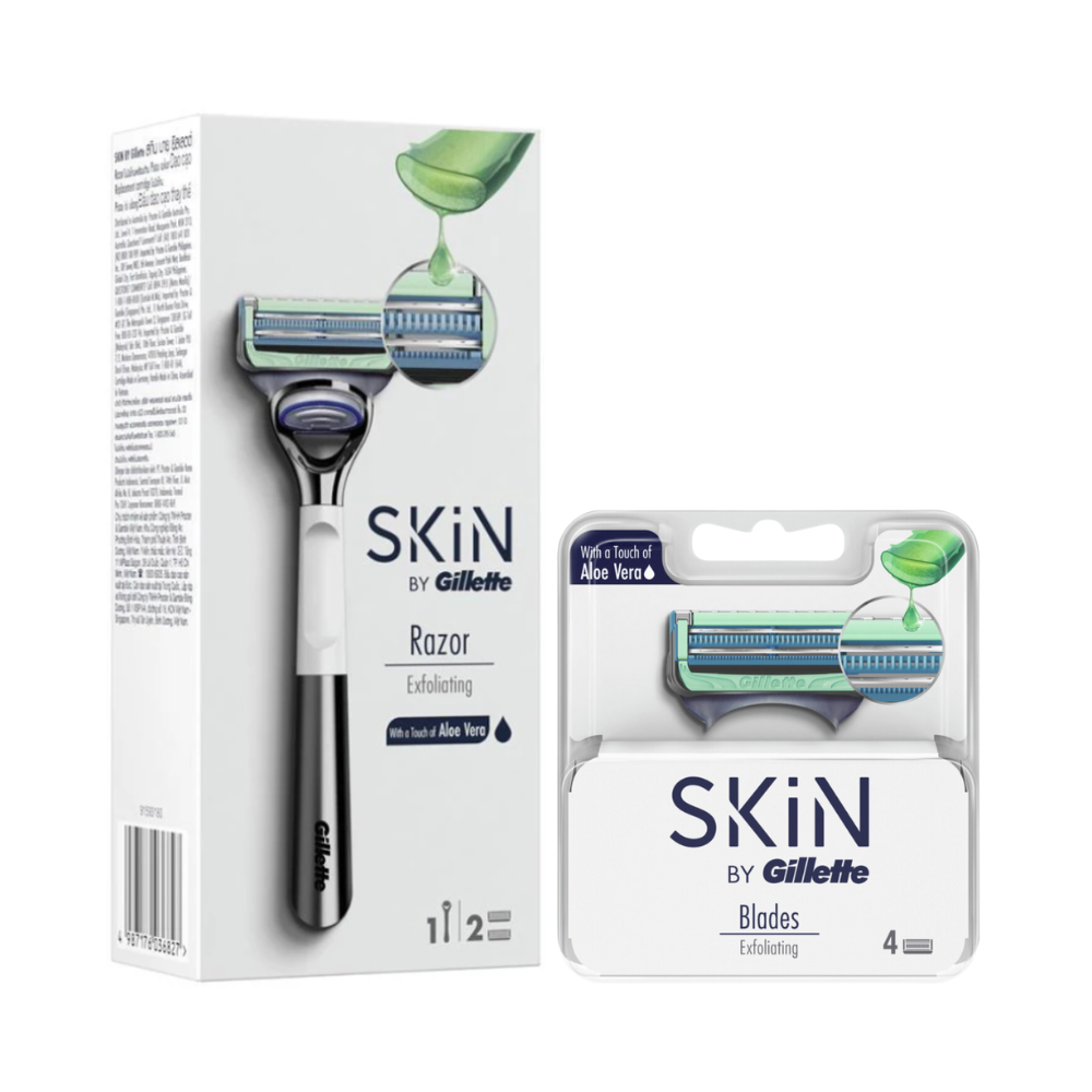 Skin By Gillette Exfoliating Razor + 6 Blades with Aloe Vera – On Trend ...