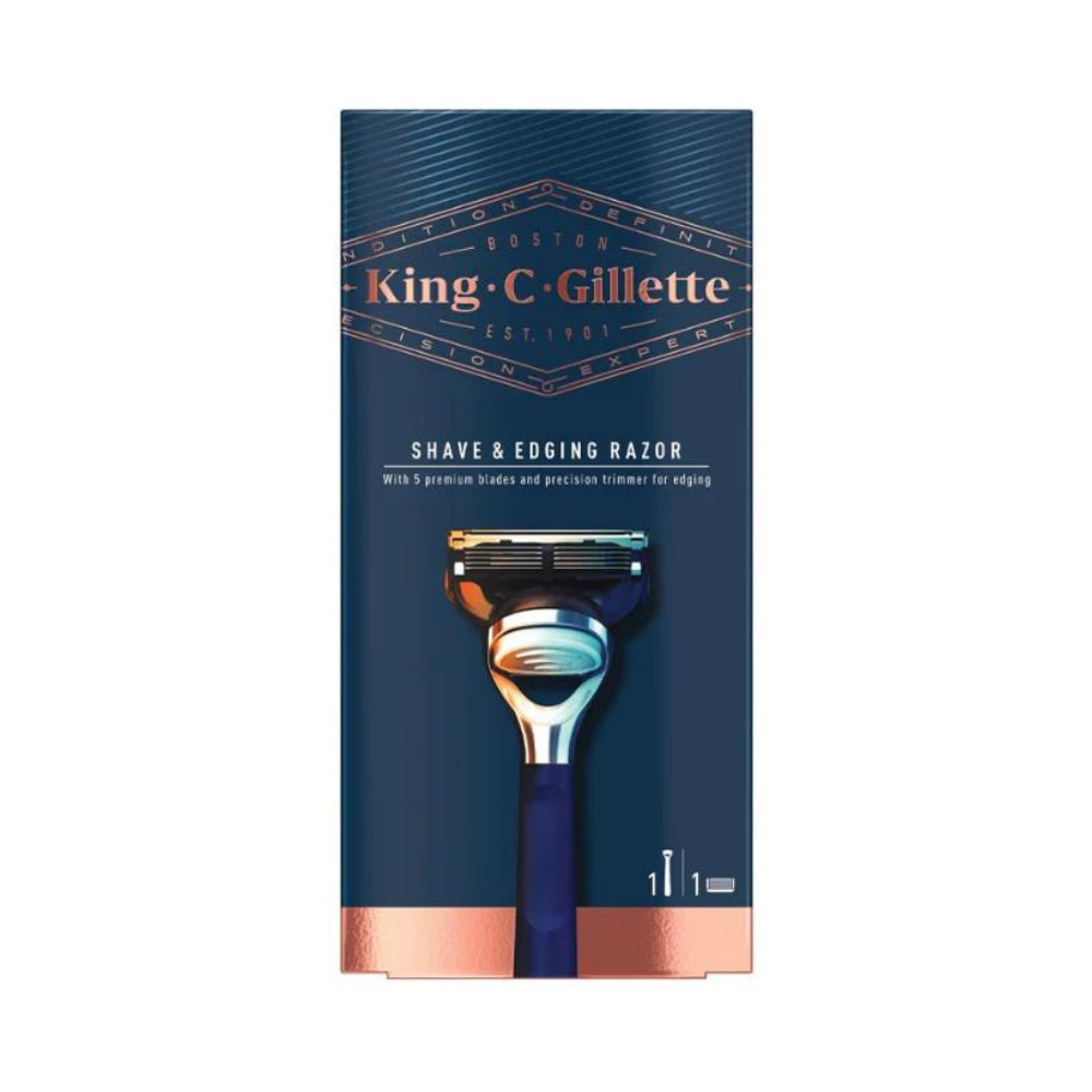 King C. Gillette Shave & Edging Razor Handle + 4 Blades – On Trend Beauty