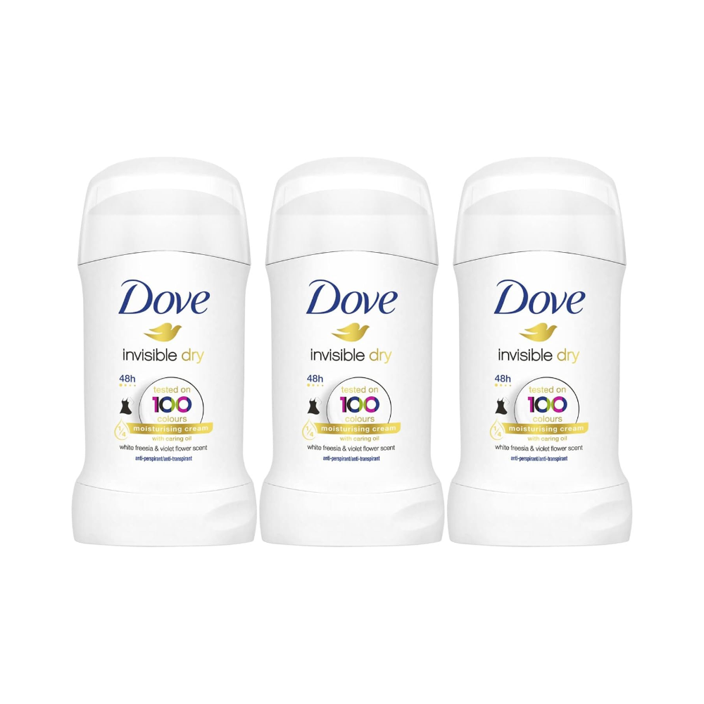 3 x Dove Invisible Dry Anti-Perspirant 48 Hour Deodorant Stick 40mL