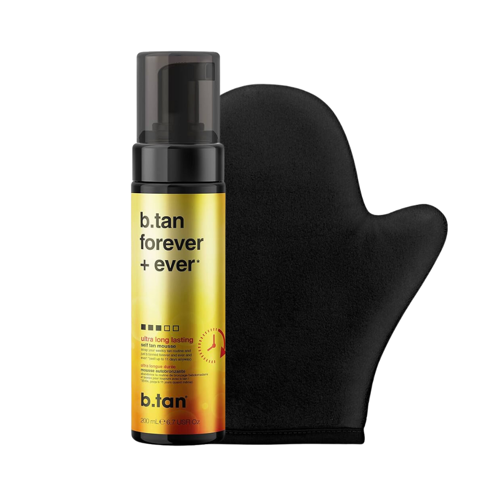 b.tan forever + ever self tan mousse 200mL & applicator mitt set